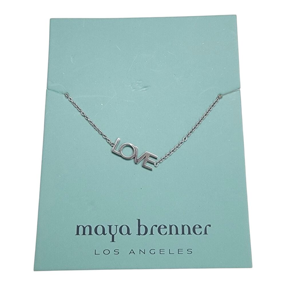 Maya Brenner Los Angeles LOVE Word Charm Dainty Chain Bracelet Silver Tone